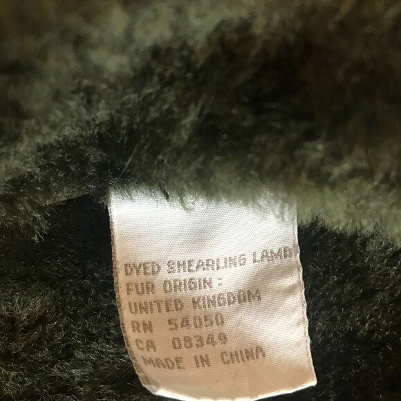 Jones New York Olive Green Dyed Lamb Suede Shearling Coat Jacket Outerwear - Picture 6 of 6